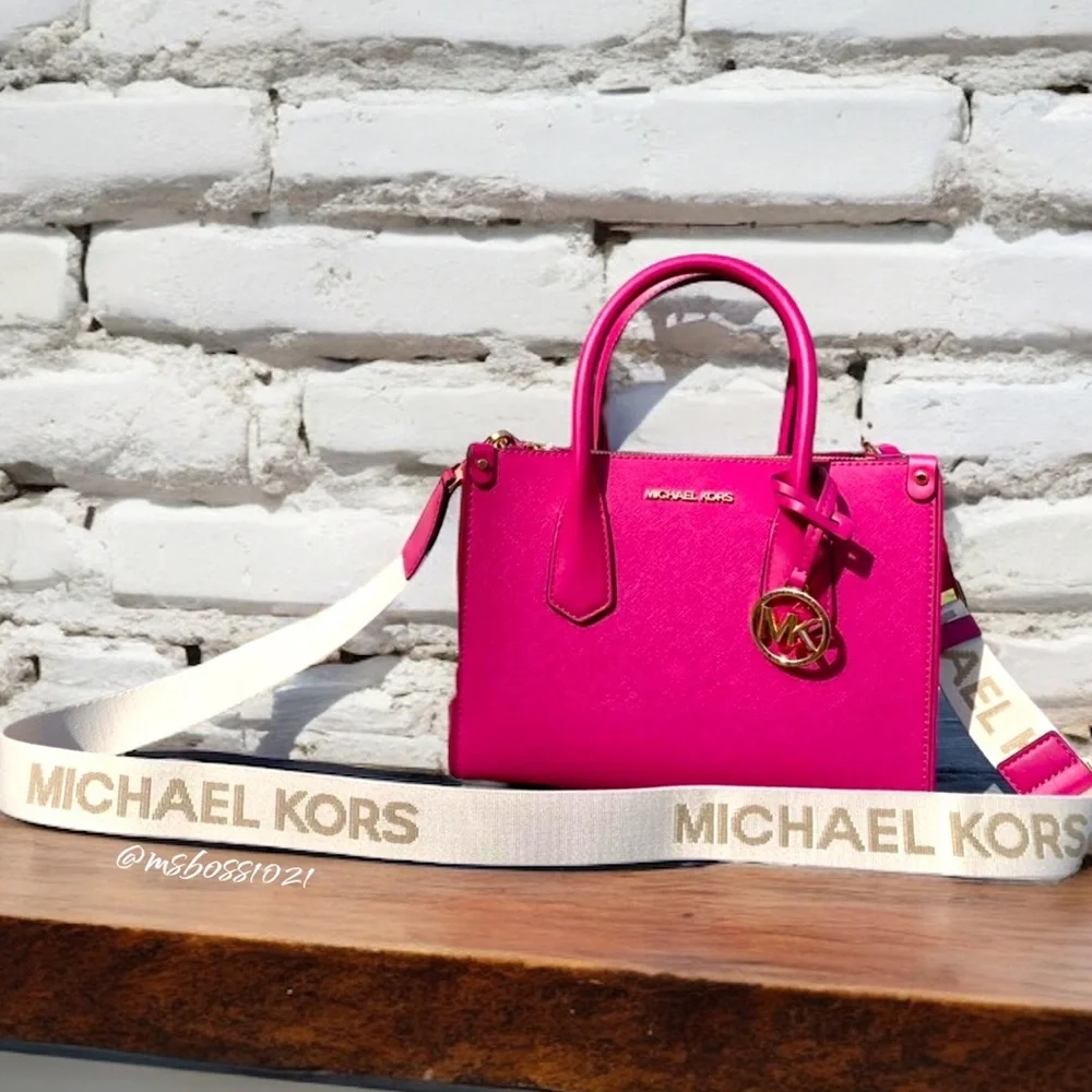 Michael Kors Maple Small Satchel in Deep Fuchsia NWT - Picture 6 of 13